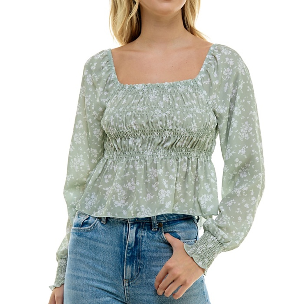 Ultra Flirt Juniors Smocked Peplum Top